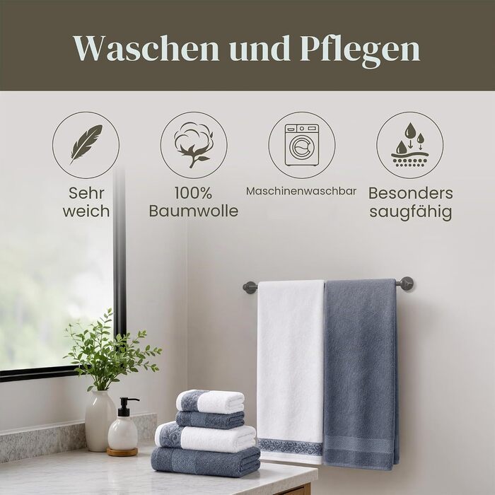 Набір махрових рушників Modern Threads з жакардовою вишивкою Filgree, 600 г/м², синій, стандартний розмір
