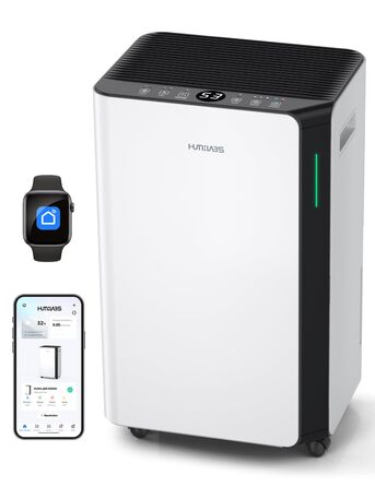 Електричний осушувач повітря HUMILABS 20L з Wi-Fi, для приміщень до 60м², з гофрованим шлангом, 4.5л бак, 3 режими, таймер, білий