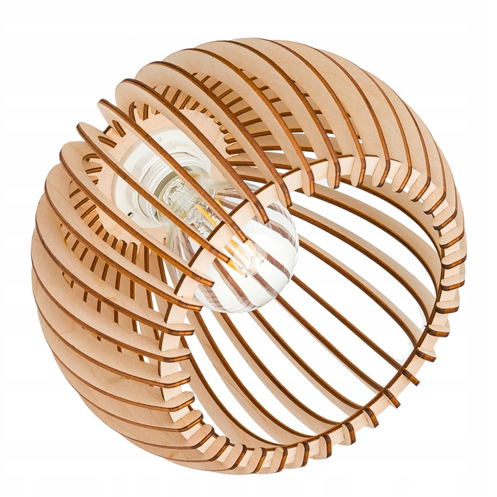 Стеля люстра-плафон у стилі LOFT, рухома, з кулястим плафоном 36 см, дерево, на 3 лампи E27