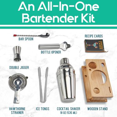 Mixology Bartender Set with Stand - Complete Cocktail Making Kit