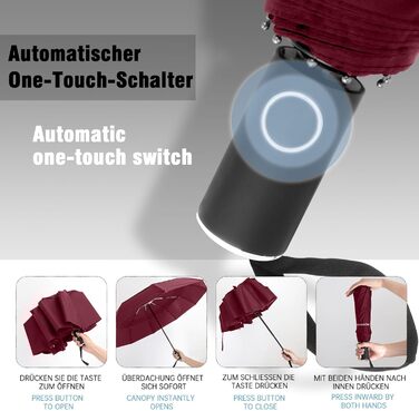 Зонт чоловічий/жіночий/дитячий Herreicher - автоматичний, штормостійкий, 102 см, 10 ребер, червоний