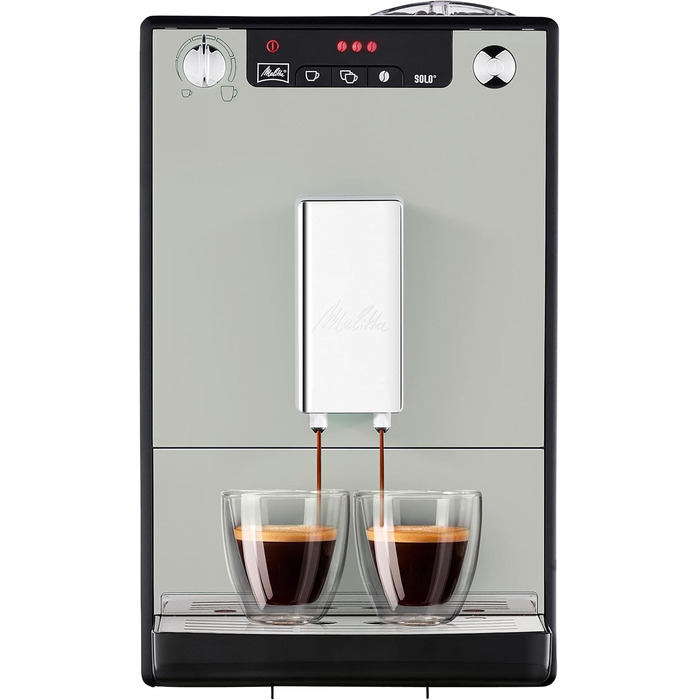 Melitta Solo - Fully Automatic Coffee Machine - 2-Cup Function - Adjustable Coffee Dispenser - Conical Burr Grinder - 3-Level Adjustable Coffee Strength - Limited Edition - Sandy Grey (E950-777) Sandy Grey Single