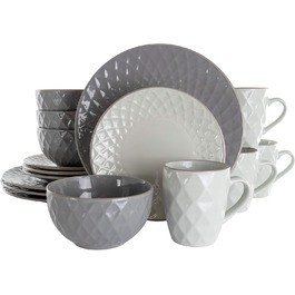 Набір посуду Elama Tahiti з каменю, 16 предметів, сірий та перламутровий