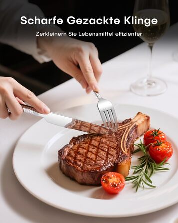 Набір столових приборів Honkku для 6 осіб, 30 предметів, чорний, з нержавіючої сталі, з обробленим ручним молотком, миється в посудомийній машині