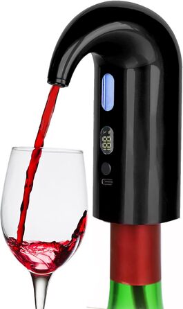 Electric Wine Aerator Pourer, Portable One-Touch Wine Decanter and Wine Dispenser Pump for Red and White Wine Multi-Smart Automatic Wine Oxidation Dispenser, USB Rechargeable (Black Ea02)