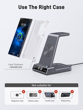 Бездротовий зарядний пристрій для Samsung Galaxy: зарядка для S25 Ultra, Watch Ultra/8/7/6, S24 Z Fold 6/Z Flip 6, Buds (сірий)