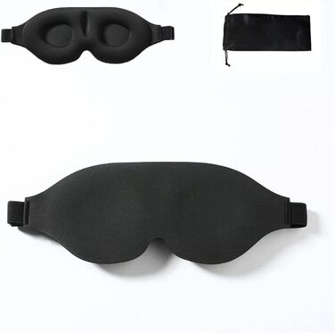 3D Маска для сну Tim & Tina, світлоблокуюча, для подорожей, йоги, з регульованим ремінцем (чорний)