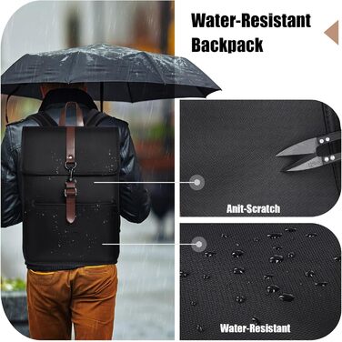 Рюкзак для ноутбука чоловічий/жіночий, 15.6 дюймів, з USB-портом, для подорожей, навчання, велосипеда (Чорний)