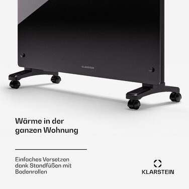 Klarstein Electric Heater, 1500 W Convector Heater, Freestanding & Wall Mounting, Energy-Saving Electric Heater with App Control & Castor Wheels, Electric Heater, Electric Radiator with Thermostat