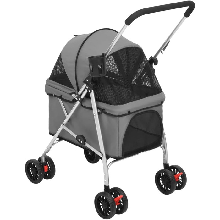 Візок для собак VidaXL, складаний, 76x50x100 см, сірий, Oxford-тканина