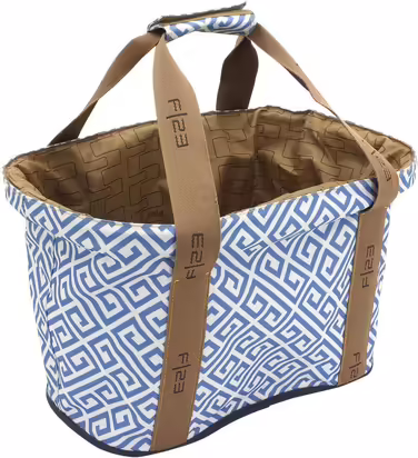 F|23, Shopping Basket, SHOPPERS'DELIGHT, Integrated Protective Cover, Polyester, 42 x 27 x 26 cm, approx. 20 liters, blue/white, 84110-5