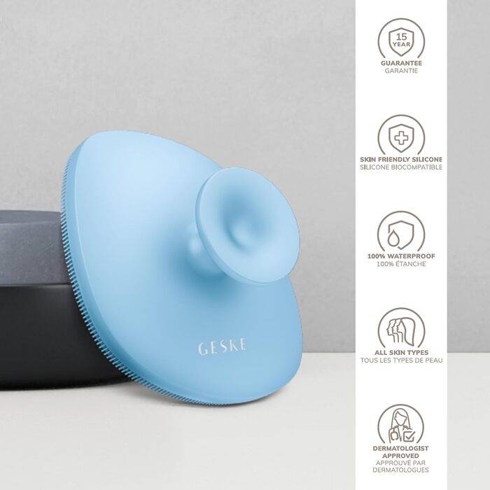 Електрична щітка для тіла GESKE Body Brush 4 в 1 для глибокого очищення та масажу, силіконова, Aquamarine