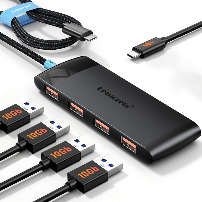 Lemorele USB-C док-станція: 4K HDMI, 4x USB 3.0/2.0, 100W PD, SD/TF, USB-C 3.0 - для MacBook, Dell, HP, Lenovo, Asus