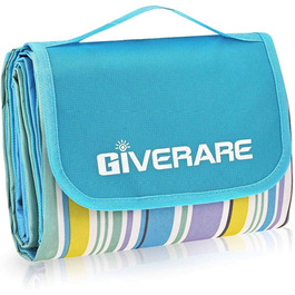 GIVERARE Пікнікова ковдра для пляжу, XL, пісконепроникна, водовідштовхувальна, для кемпінгу, на відкритий простір, швидковисихаюча, сімейна, для подорожей, пікніків, фестивалів, газону