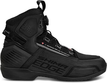 Мотоциклетні черевики SHIMA EDGE WP для чоловіків - водонепроникні, з Knöchelstütze та ATOP-застібкою, чорні, 43 EU