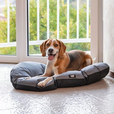 Ортопедичне ліжко для собак великих порід Ferplast: м'яка лежанка-корзина з водонепроникним знімним чохлом, 110 x 70 x 8 см (сірий)