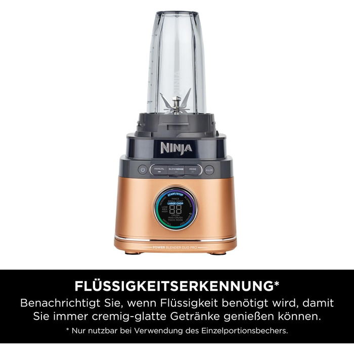 Ninja 2-in-1 Detect Power Mixer Pro with Jug & Single Serve Cups - 1200W, Black & Copper