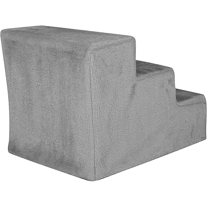 Lionto Pet Staircase with Plush Cover, 46x36x40 cm, sturdy dog stairs with low 10cm step height, gentle on joints, removable & washable cover, stairs can hold up to 50 kg, (Light Grey)