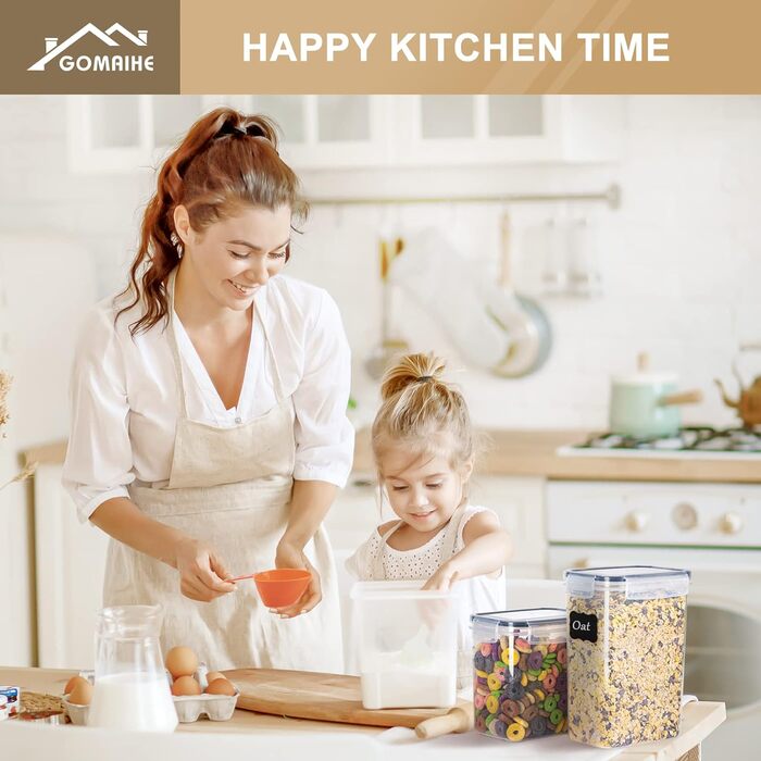 Набори контейнерів для зберігання GoMaihe (8 шт.) - герметичні, для продуктів та кормів для тварин, чорні