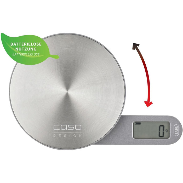 CASO Kitchen EcoMate Kinetic Kitchen Scale - 5kg, 1g Increments, Battery-Free, Award-Winning