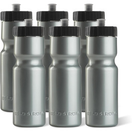 Спортивні пляшки для води 50 Strong, набір з 6, 650 мл, BPA Free, різні кольори, легка кришка Push/Pull, для команди