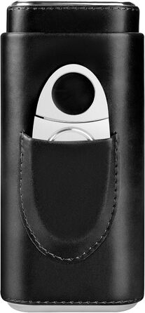 Чохол для сигар з кедрової деревини - дорожній кейс для сигар, різак для сигар, вологомір (чорний)