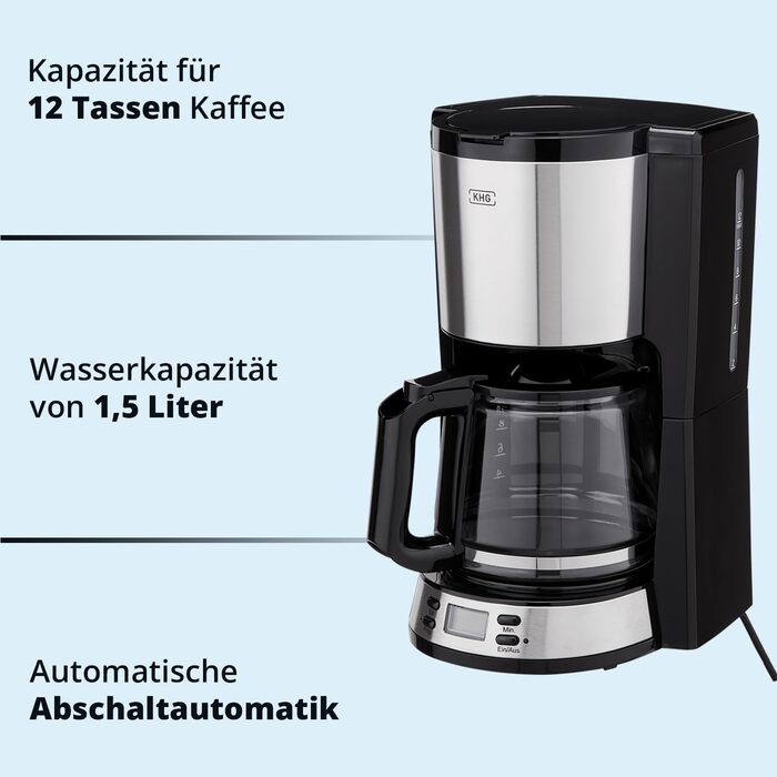 Набір для сніданку KHG: чайник та тостер з нержавіючої сталі, сріблястого кольору, об'єм 1 л та 2 тости, точний вилив, поворотний на 360°, 6 рівнів підсмажування, функції підігріву, розморожування та для багелів, піддон для крихт (комплект з кавоваркою)