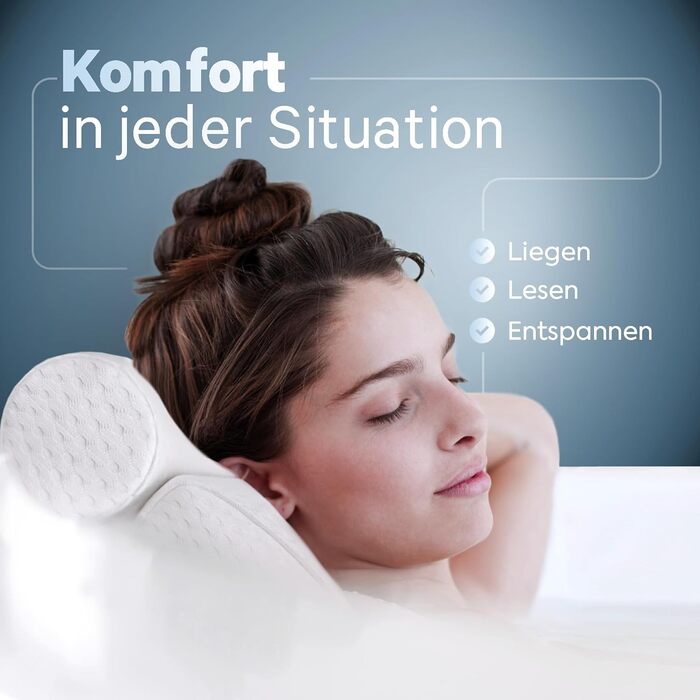 Bath Pillow • Ergonomic & Muscle-Relaxing Premium Bath Pillow • New 5D Special Foam • German Design • Climate Neutral & Sustainably Produced • Bath Pillow Neck Pillow Bathtub