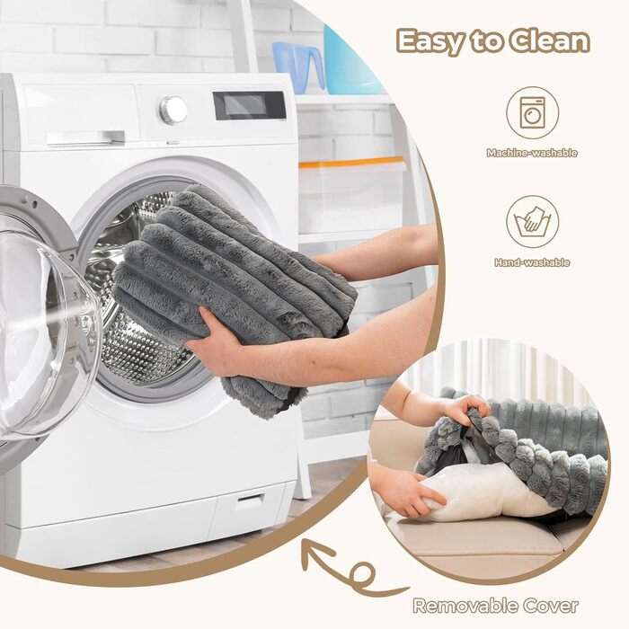 М'яке ліжко для собак Avont, килимок-подушка для собак та котів знімний та пральний чохол, антиковзаюче дно (Темно-сірий, L)