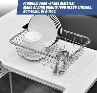 Килимок для посуду KitchenRaku 40x45 см, силіконовий, термостійкий, неслизький, для мийки, кухонний килимок