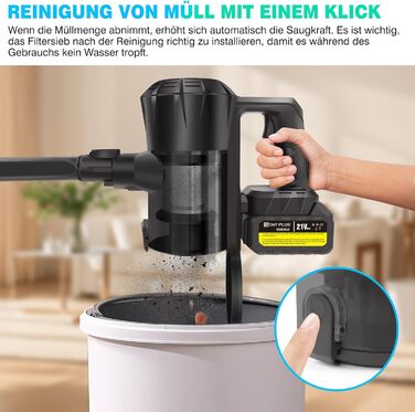 Бездротовий акумуляторний пилосос з антизаплутаною насадкою, фільтрація 99,999%, для будь-яких поверхонь, сірий колір, 2 акумулятори