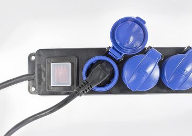 Розподільна коробка з вимикачем Schwabe, 5-фальна, IP44, 230V, 16A, 4.5м, для зовнішнього використання (2 шт. в упаковці)