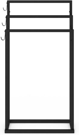 Тримач для рушників на стійці 3 яруси Dallas, метал, чорний, індустріальний дизайн