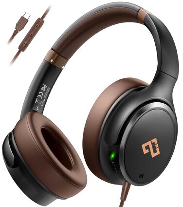 Накладні дротові навушники INFURTURE з USB-C та активним шумозаглушенням (Noise Cancelling), коричневі