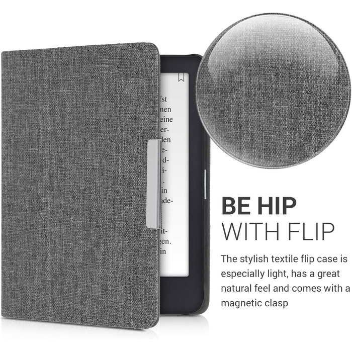 Чохол kwmobile для Tolino Shine 3: тканинний захисний чохол-обкладинка, сірий