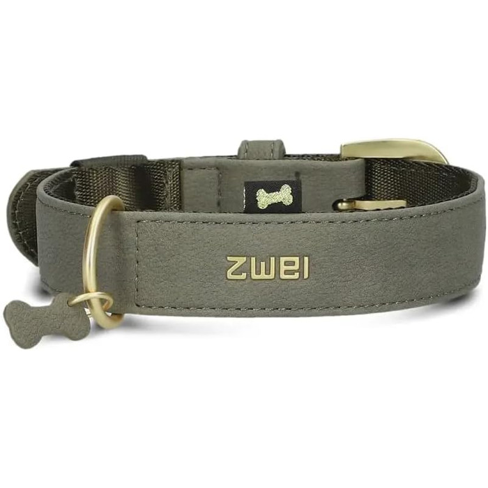 Нашийник для собак ZWEI Leo LE15 з якісної штучної шкіри, регульований, для середніх та великих собак, обхват шиї 37-50 см, Fango