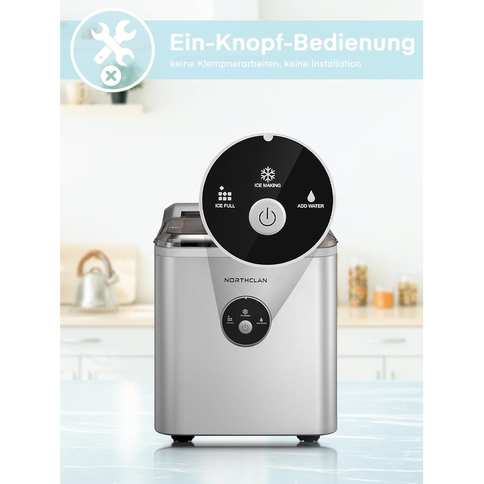 2024 Ice Maker Test Winner - 14kg Capacity, Fast Ice Production, Quiet Operation, 120W with Scoop & Basket - Compact Ice Maker for Home & Office (Silver)