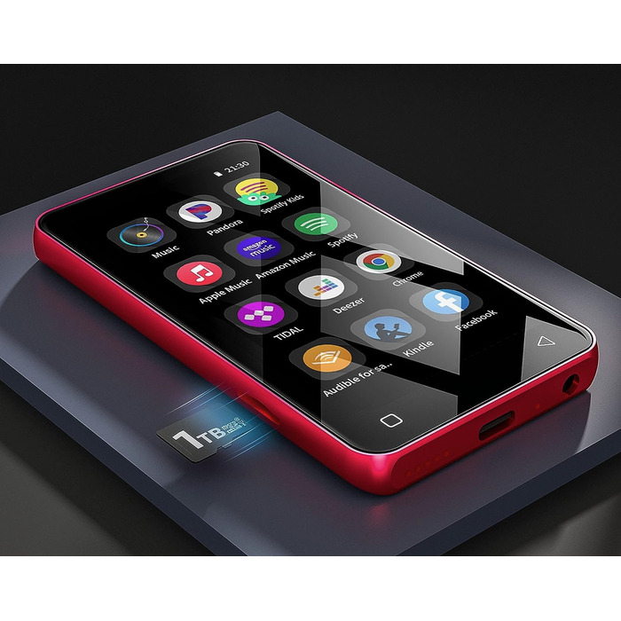 MP3-плеєр з Bluetooth та Wi-Fi, 16 ГБ, сенсорний екран, червоний