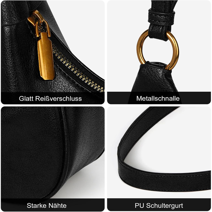 Сумка жіноча GSenhui Y2K маленька елегантна Hobo через плече з PU шкіри чорного кольору для подорожей