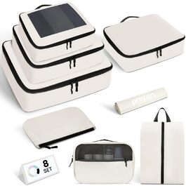 Органайзери для валізи Prezon, набір 8 шт., легкі, для подорожей, кремового кольору