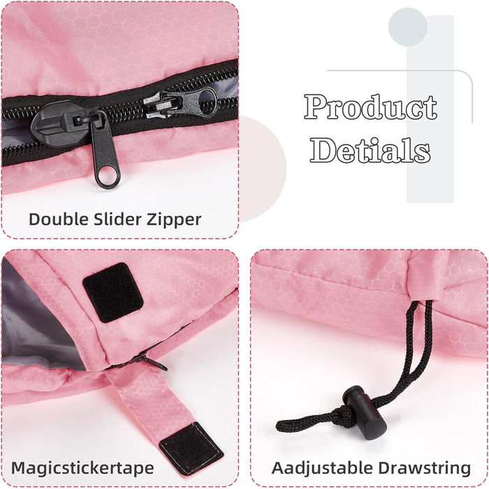 Zusentee 3-4 Season Sleeping Bag - Waterproof, Lightweight & Warm for Adults & Kids Camping, Hiking & Travel (Pink/Gray)