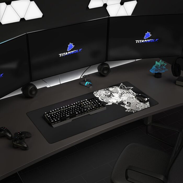 Кисмат XXL Speed Gaming Mousepad Titanwolf Schwarz 900 x 400mm - Великий килимок для миші для геймінгу