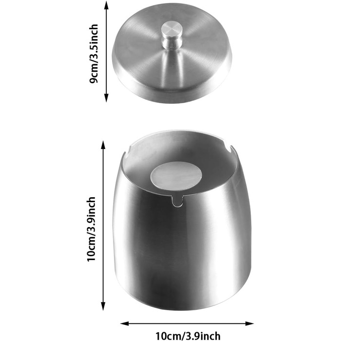 Попільничка для вулиці з кришкою - герметична, вітростійка, підлогова попільничка для вулиці та дому - попільничка з нержавіючої сталі для сигарет (срібна)