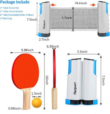 FBSPORT Набір для пінг-понгу Професійний: стіл, 2 ракетки, сітка, 6 м'ячів, сумка. Підходить для гри в приміщенні та на вулиці.