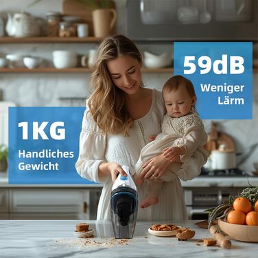 Ручний бездротовий пилосос Anktel PowerClean 2400 з LED, 9500Pa, мокрий/сухий, HEPA-фільтр, без мішка, білий/сірий