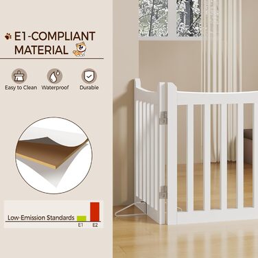 Yaheetech Freestanding Dog Gate - 4 Panel Pet Barrier, 60.5 x 201.5 cm - White