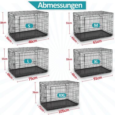 Клітка для собак Defacto: переноска, транспортний бокс, розмір M (61x43x51 см), чорний метал, з піддоном