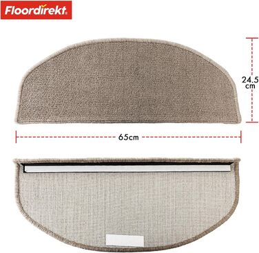 Килимок для сходів Floordirekt 15 шт. (65x23 см, напівкруглий), колір: коричневий