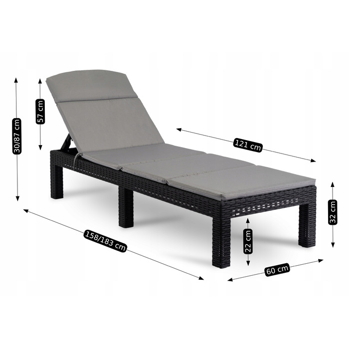 Шезлонг із техноротанга сірого кольору Mebel Elite