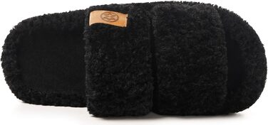 Домашні тапочки Dokela для жінок з меморі-піною, м'які, з штучним хутром, відкриті, легкі, неслизькі, для дому, теплі, зручні, модель slip-on (41/42 EU, чорний)